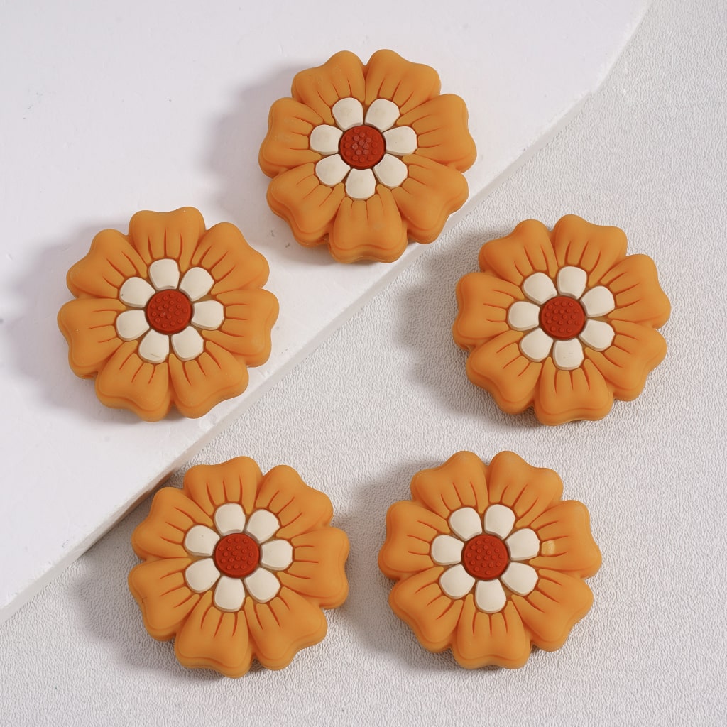 Silicone Focal Beads Colorful Cute Flowers Series