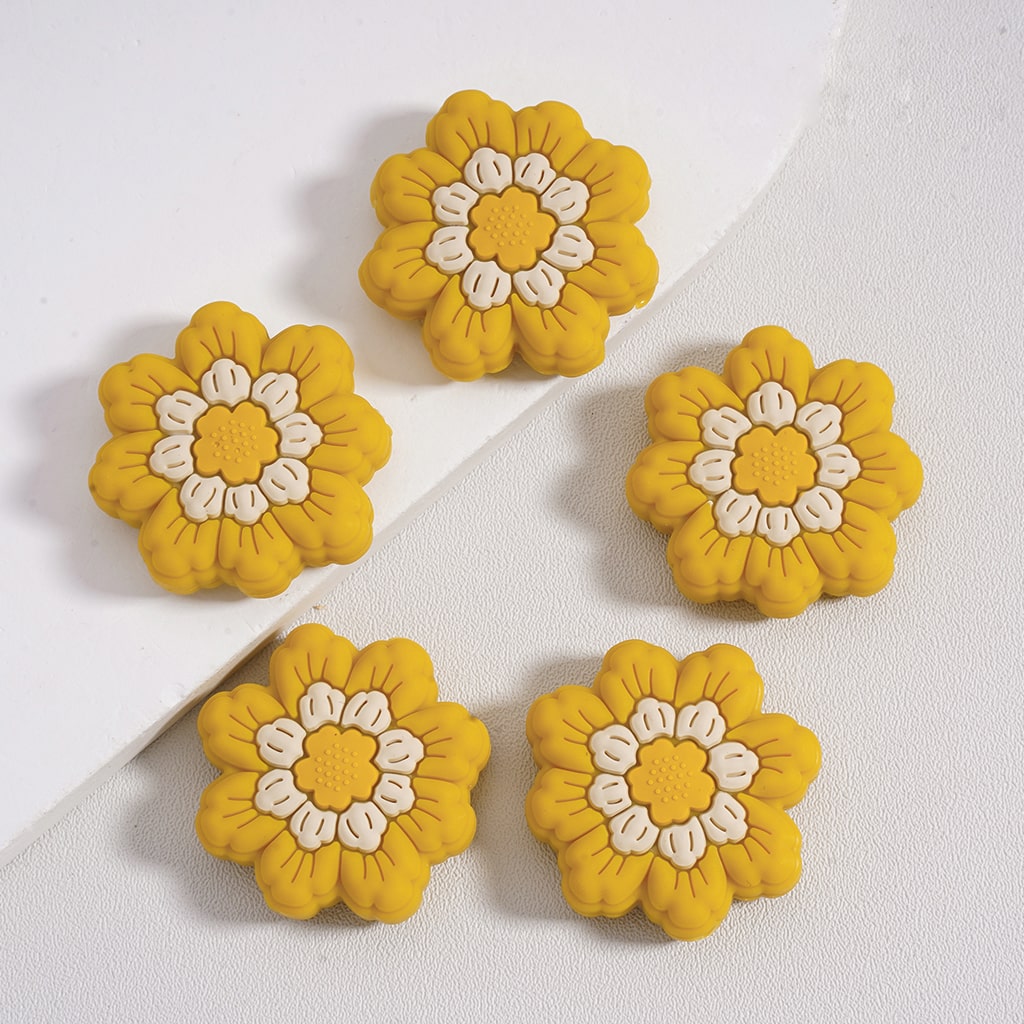 Silicone Focal Beads Colorful Cute Flowers Series