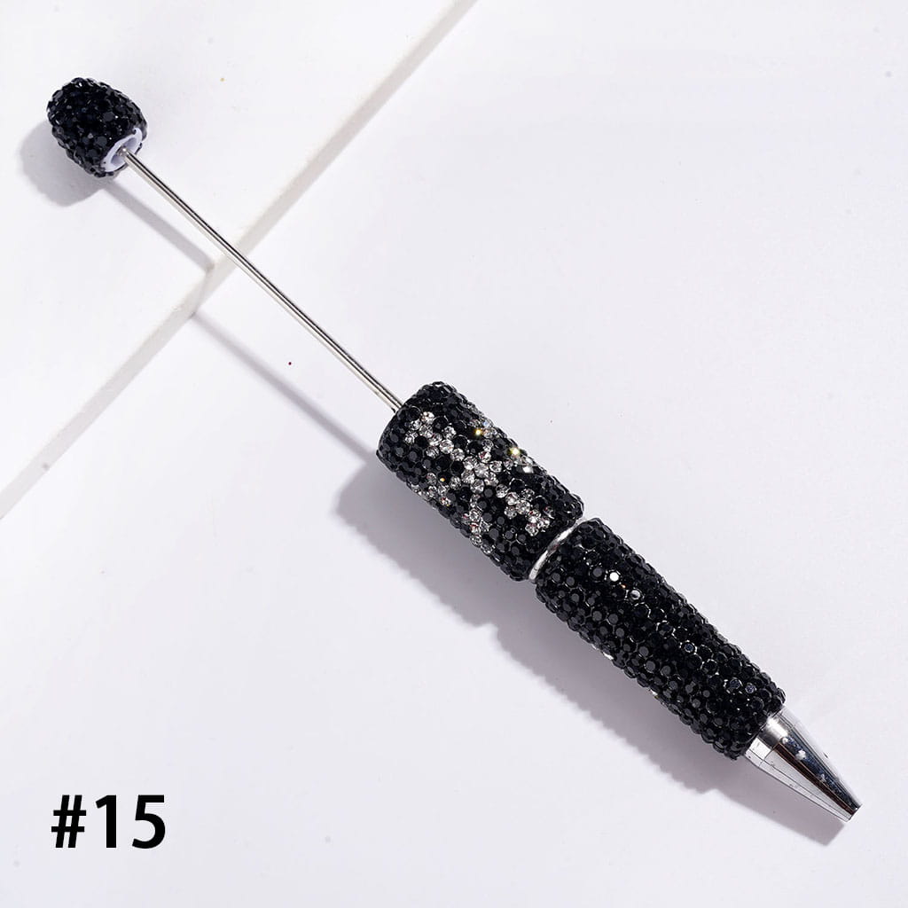 Beadable Clay Pens with Clear Rhinestones and Snowflake Shaped Rhinestone Design, Multi-Color