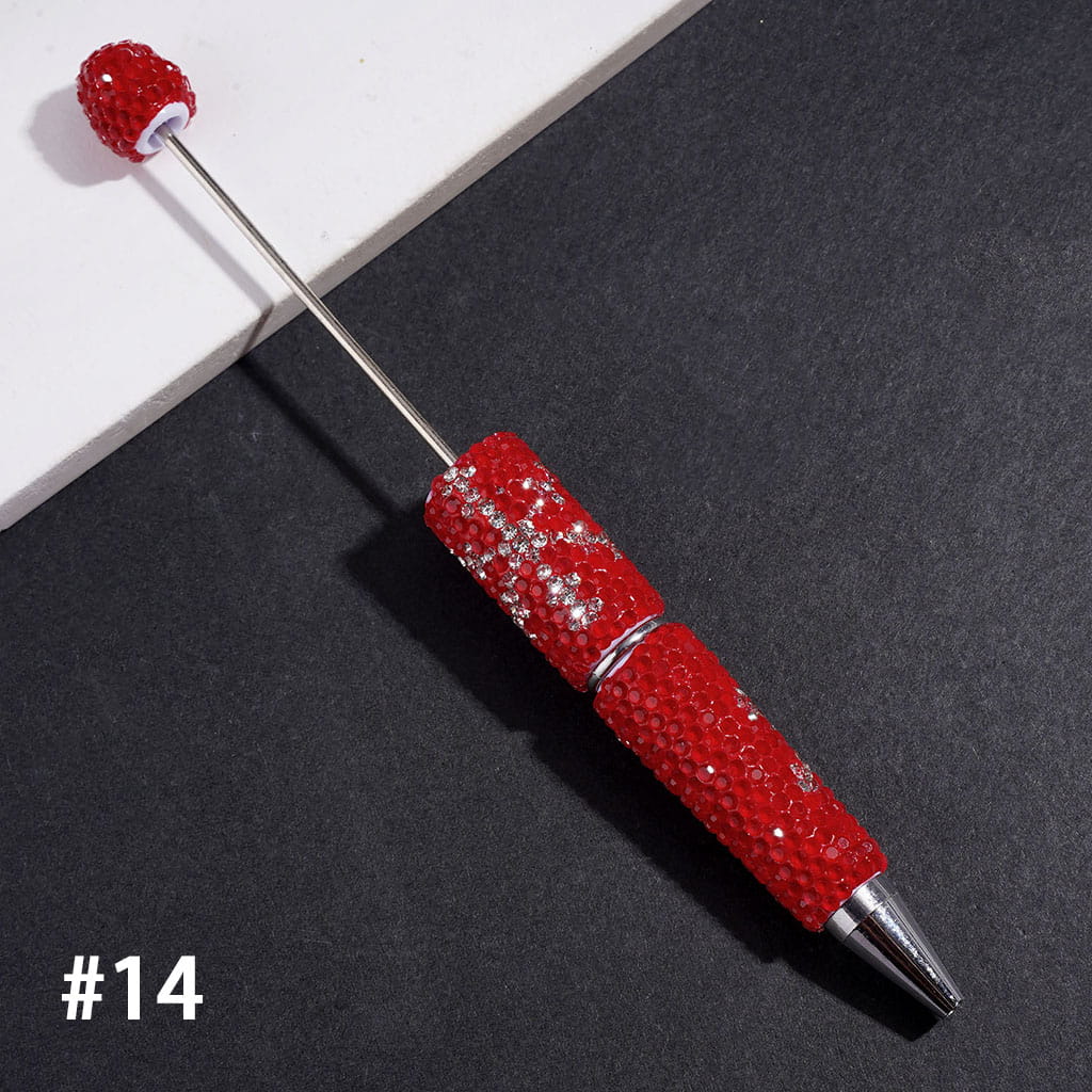 Beadable Clay Pens with Clear Rhinestones and Snowflake Shaped Rhinestone Design, Multi-Color