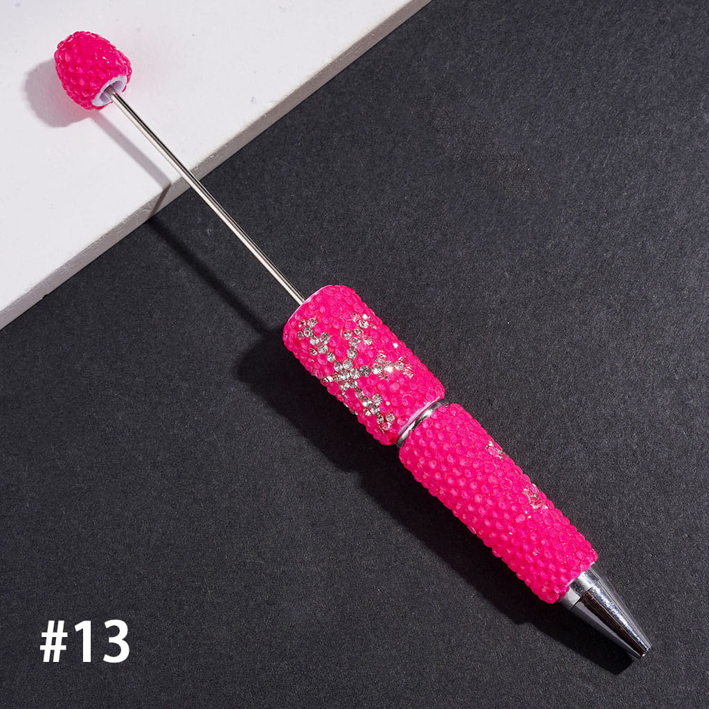 Beadable Clay Pens with Clear Rhinestones and Snowflake Shaped Rhinestone Design, Multi-Color