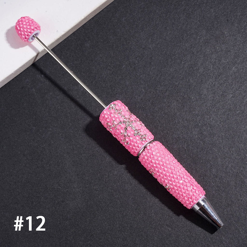 Beadable Clay Pens with Clear Rhinestones and Snowflake Shaped Rhinestone Design, Multi-Color