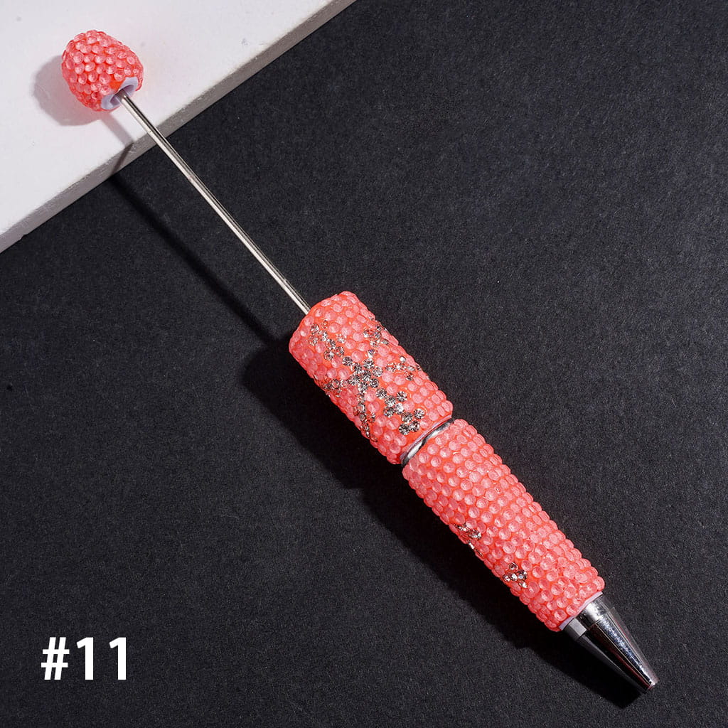 Beadable Clay Pens with Clear Rhinestones and Snowflake Shaped Rhinestone Design, Multi-Color