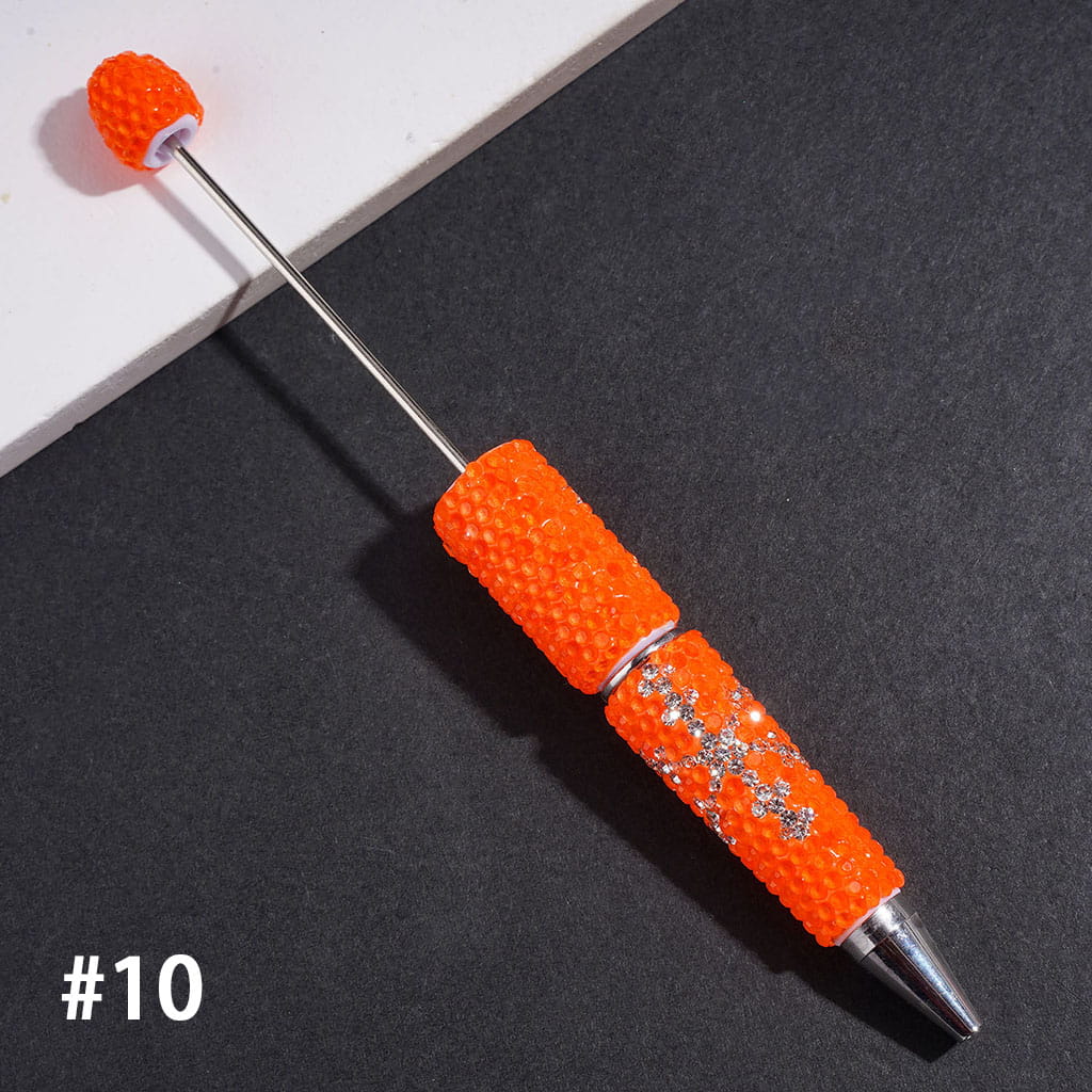 Beadable Clay Pens with Clear Rhinestones and Snowflake Shaped Rhinestone Design, Multi-Color