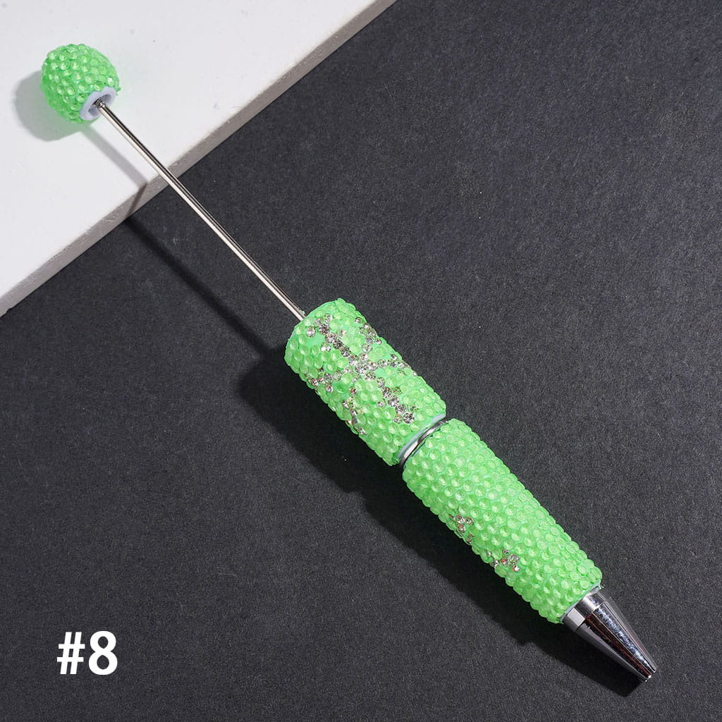 Beadable Clay Pens with Clear Rhinestones and Snowflake Shaped Rhinestone Design, Multi-Color