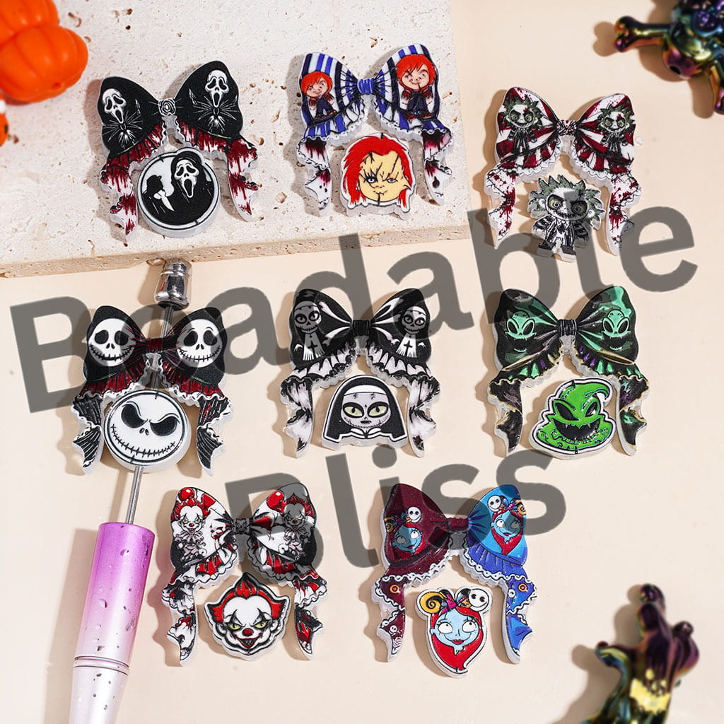 Acrylic Beads Halloween Terrifying Horror Character Series, Random Mix (Please Read Description)