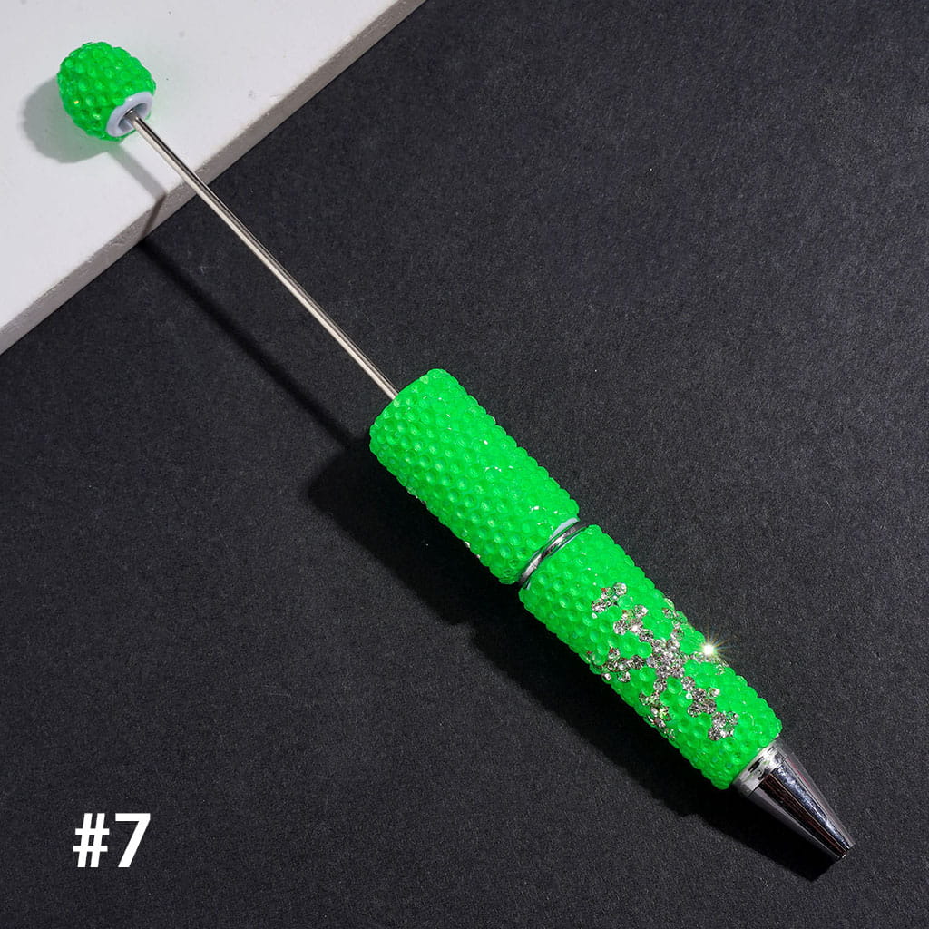 Beadable Clay Pens with Clear Rhinestones and Snowflake Shaped Rhinestone Design, Multi-Color