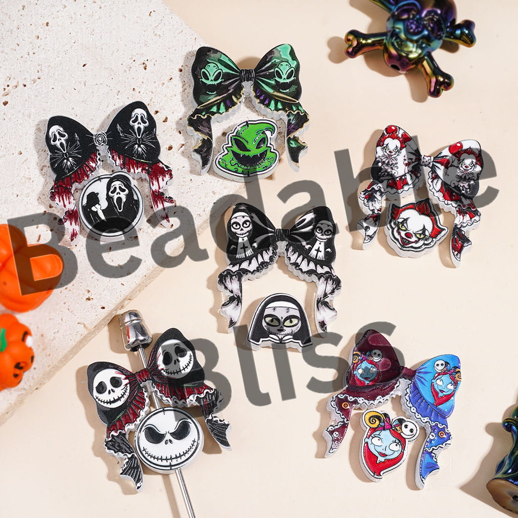 Acrylic Beads Halloween Terrifying Horror Character Series, Random Mix (Please Read Description)