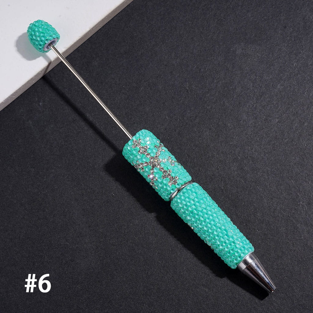 Beadable Clay Pens with Clear Rhinestones and Snowflake Shaped Rhinestone Design, Multi-Color