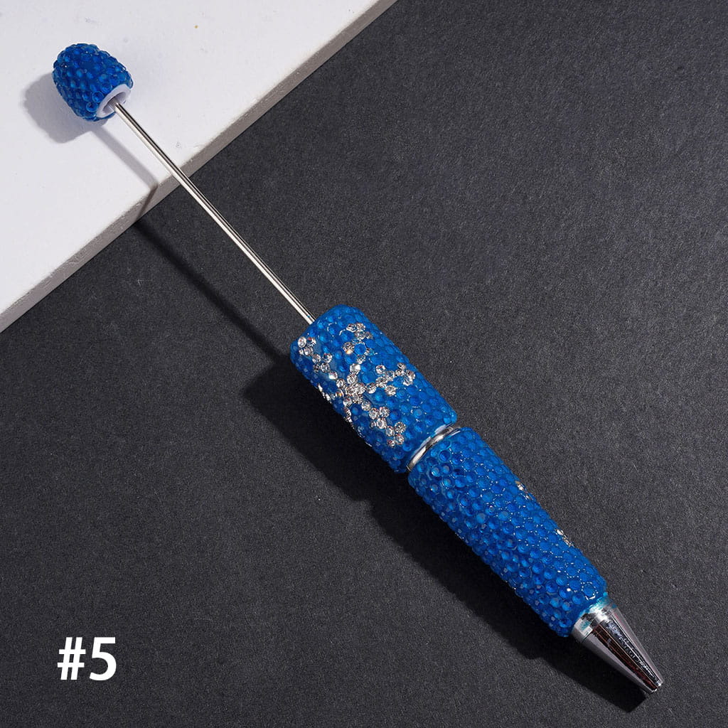 Beadable Clay Pens with Clear Rhinestones and Snowflake Shaped Rhinestone Design, Multi-Color