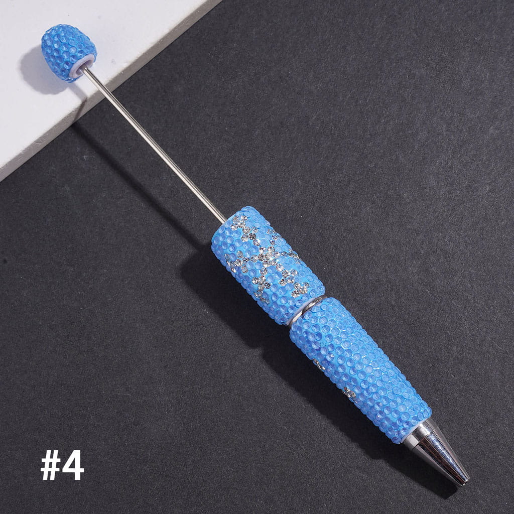 Beadable Clay Pens with Clear Rhinestones and Snowflake Shaped Rhinestone Design, Multi-Color