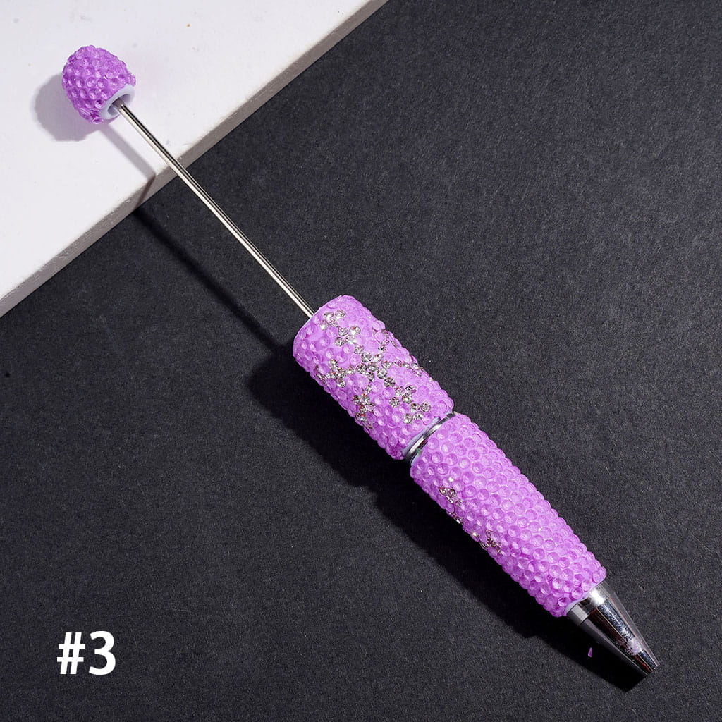 Beadable Clay Pens with Clear Rhinestones and Snowflake Shaped Rhinestone Design, Multi-Color