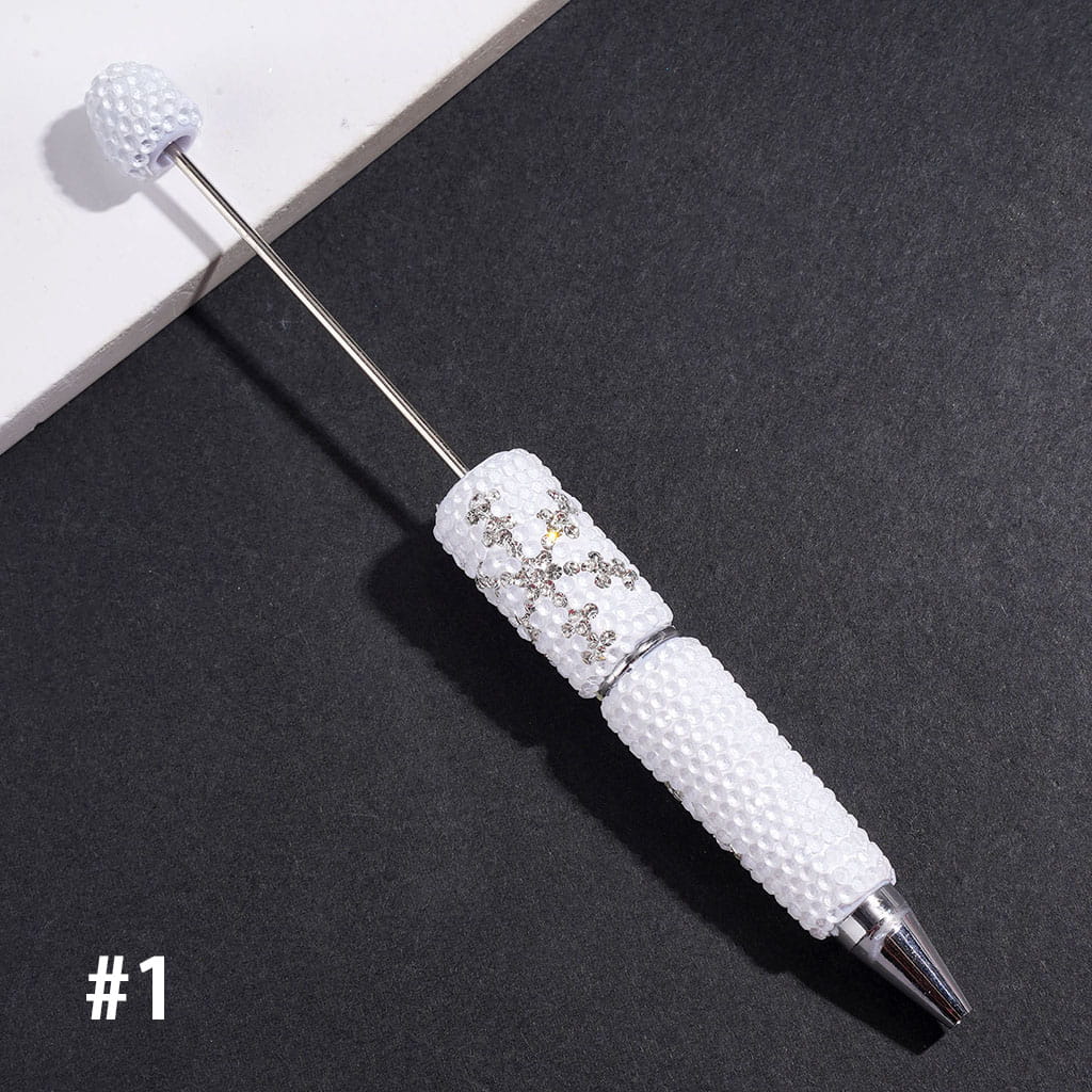 Beadable Clay Pens with Clear Rhinestones and Snowflake Shaped Rhinestone Design, Multi-Color