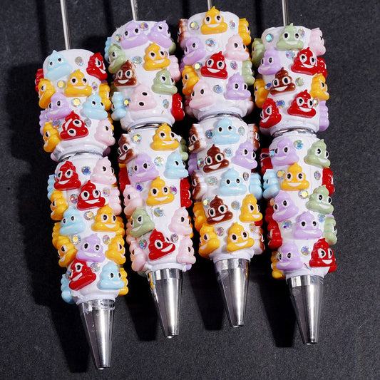 Beadable Clay Pens with Assorted Colors Humorous Excrement and AB Rhinestones