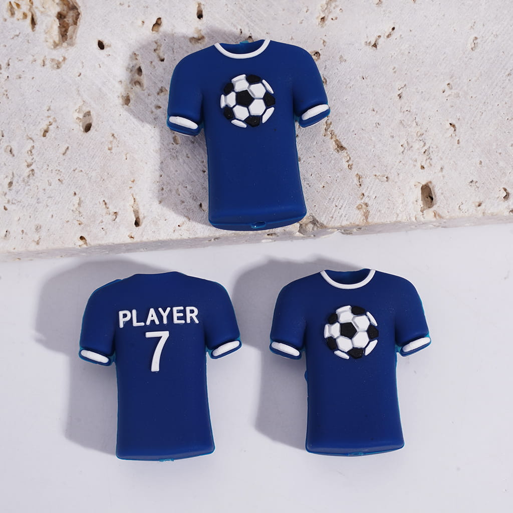 Silicone Focal Beads 3D Football Soccer Ball Theme