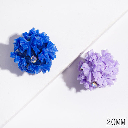 Clay Beads with AB Rhinestones and Double Layered Bowtie, 18MM-20MM, Multi-Color, Random Mix