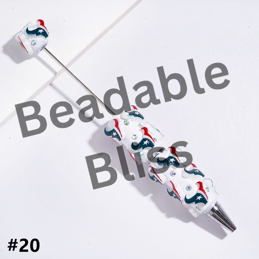 Beadable Clay Pens with American Baseball and Football Team Series and AB Rhinestones