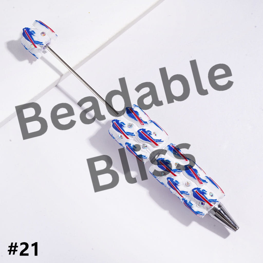 Beadable Clay Pens with American Baseball and Football Team Series and AB Rhinestones