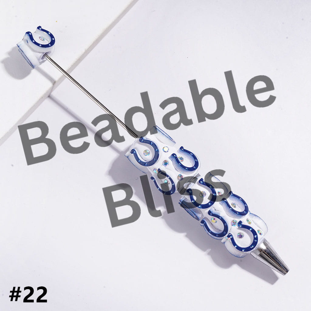 Beadable Clay Pens with American Baseball and Football Team Series and AB Rhinestones