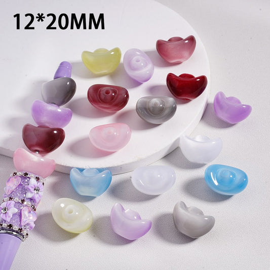 Acrylic Beads Cute Shoe-shaped Gold Ingot Ombre Colors 12*20MM, Random Mix