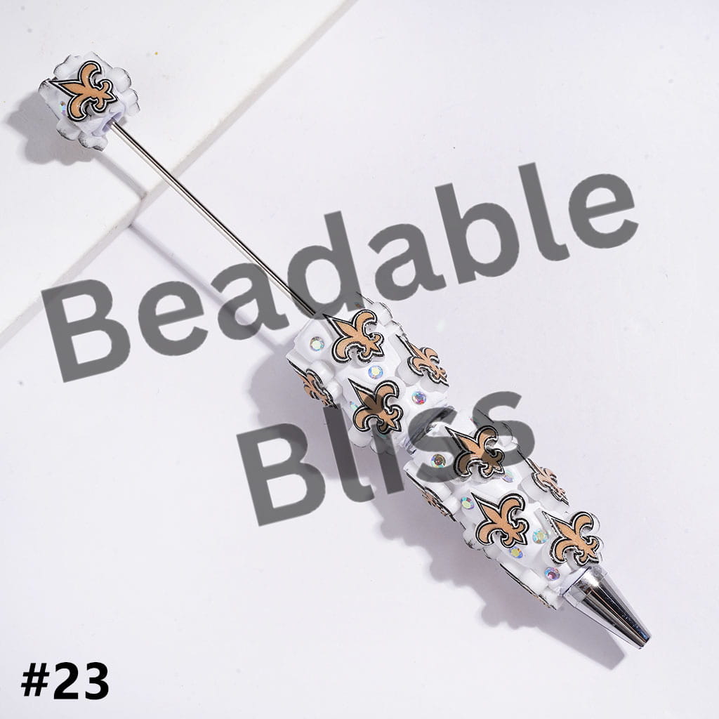 Beadable Clay Pens with American Baseball and Football Team Series and AB Rhinestones