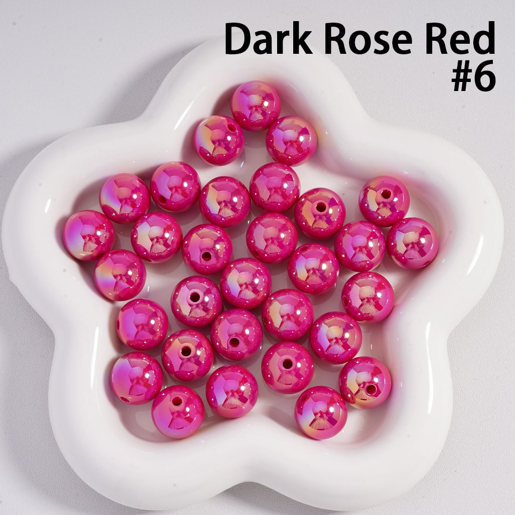 Round Acrylic Beads UV Coating Shiny in Solid Color, 16MM