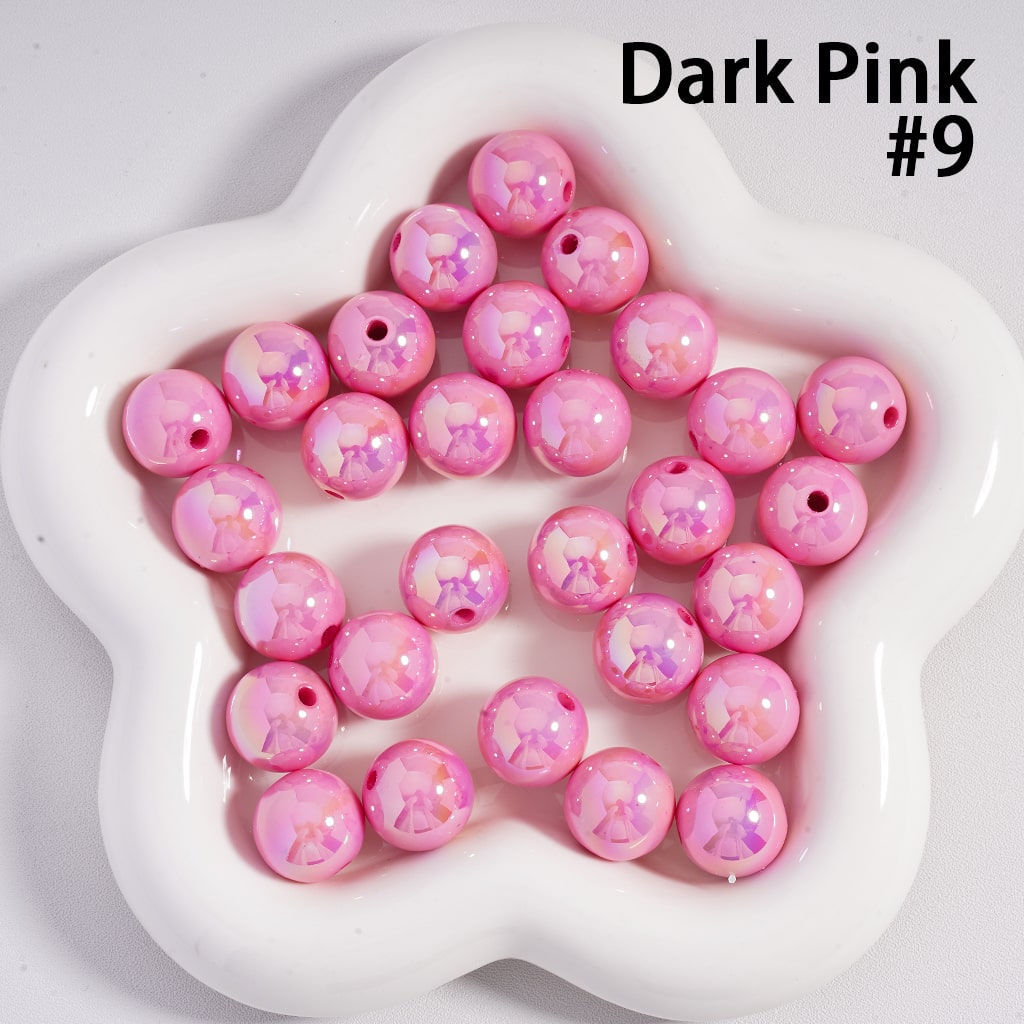 Round Acrylic Beads UV Coating Shiny in Solid Color, 16MM