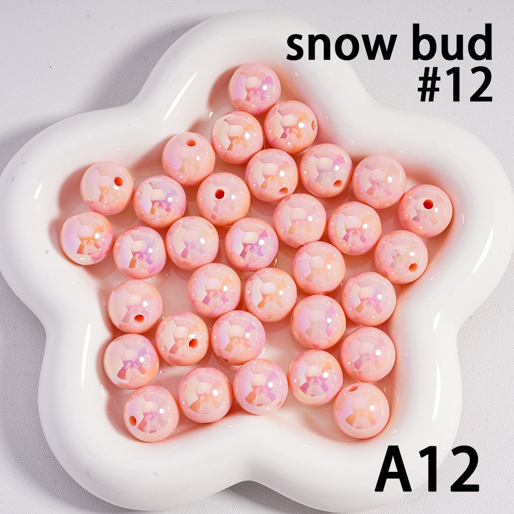 Round Acrylic Beads UV Coating Shiny in Solid Color, 16MM