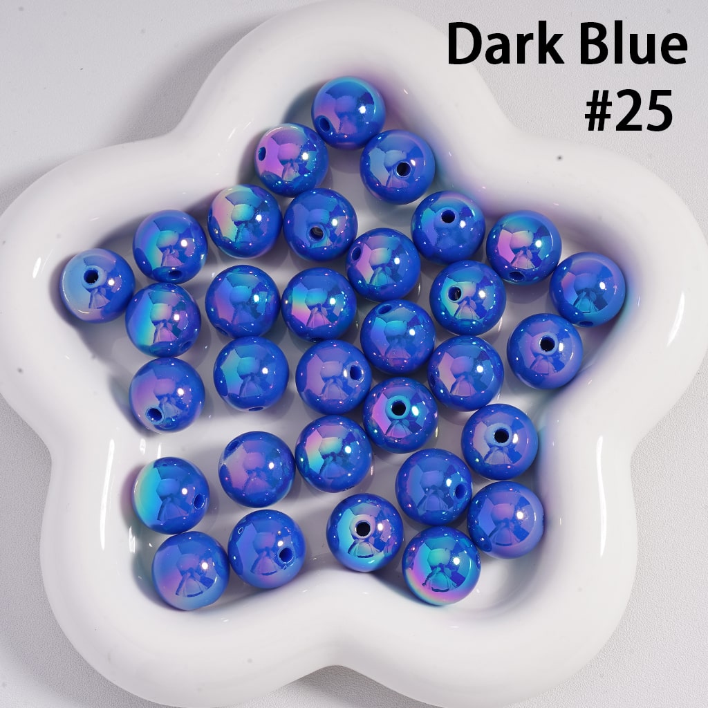 Round Acrylic Beads UV Coating Shiny in Solid Color, 16MM