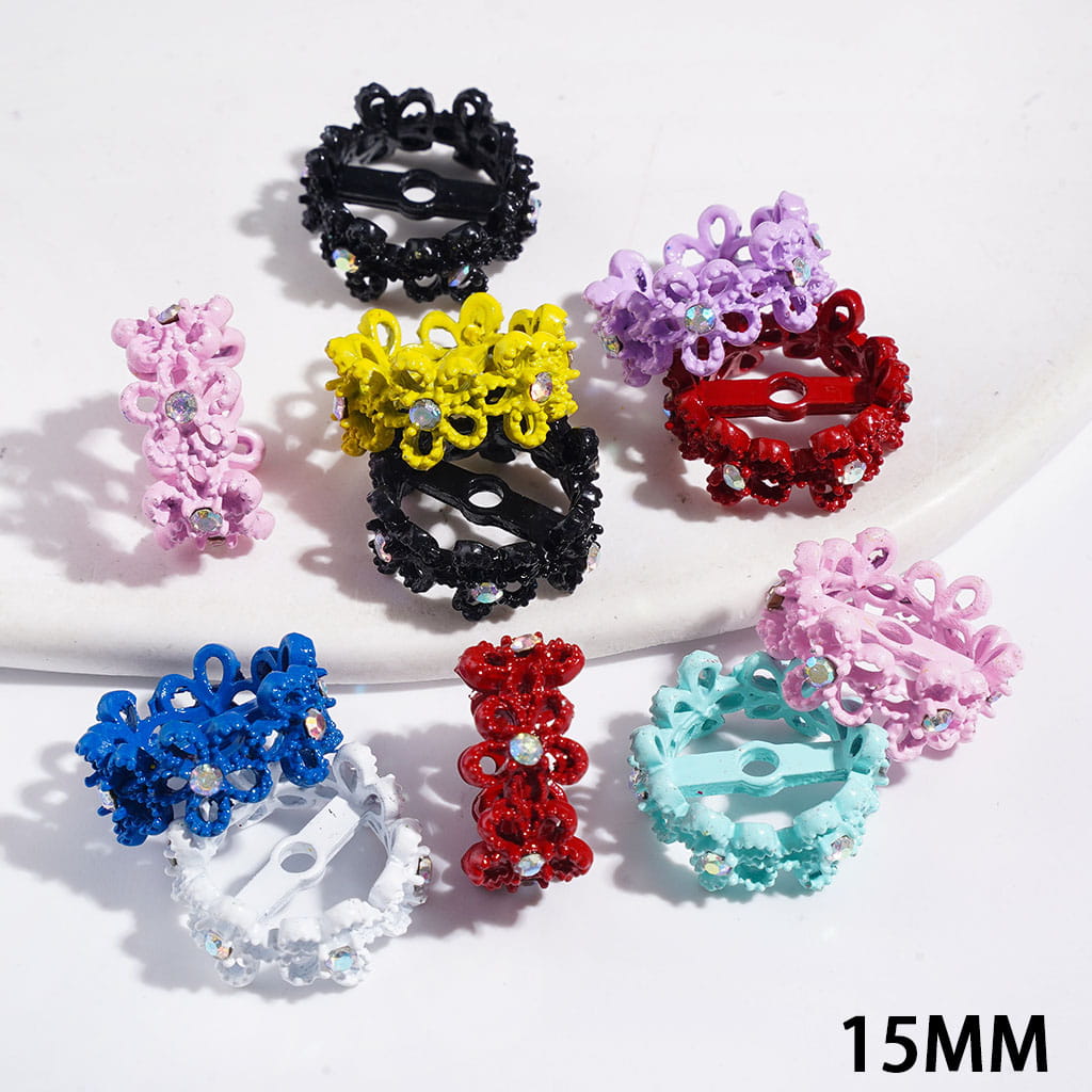 Metal Spacer Beads with Butterfly and AB Rhinestone, 15MM Multi-Color Random Mix (They Fit 14MM Beads)