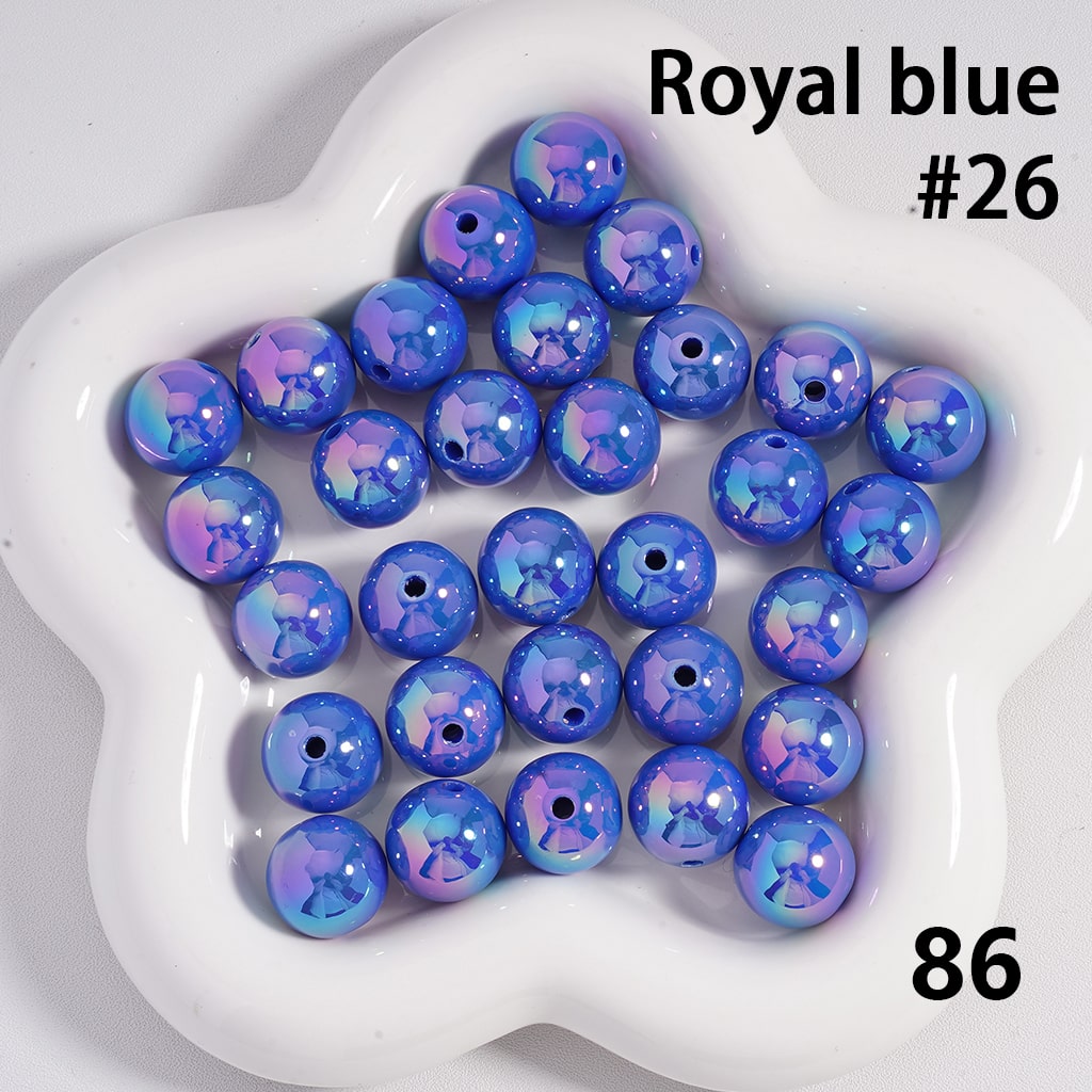 Round Acrylic Beads UV Coating Shiny in Solid Color, 16MM