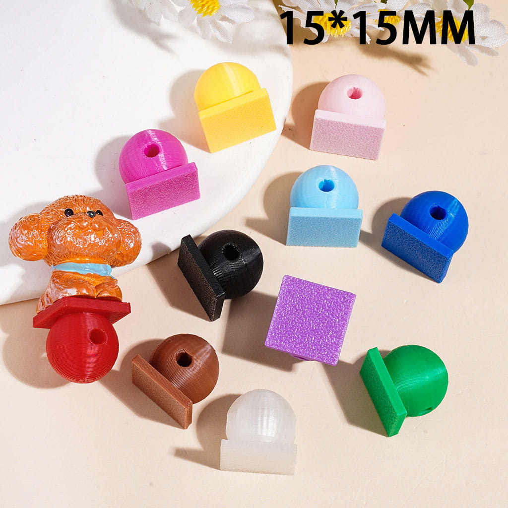 Acrylic Attachment with Flat Back for Beadable Pens, Horizontal Hole, 15*15MM Multi Colors Random Mix