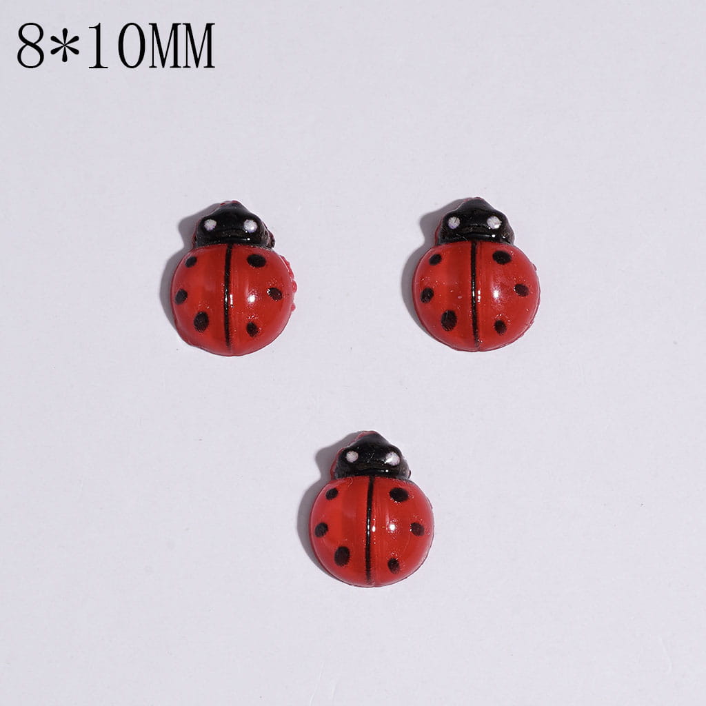DIY Mini Cute Red Ladybugs for Beads Jewelry Accessories, 8*10MM