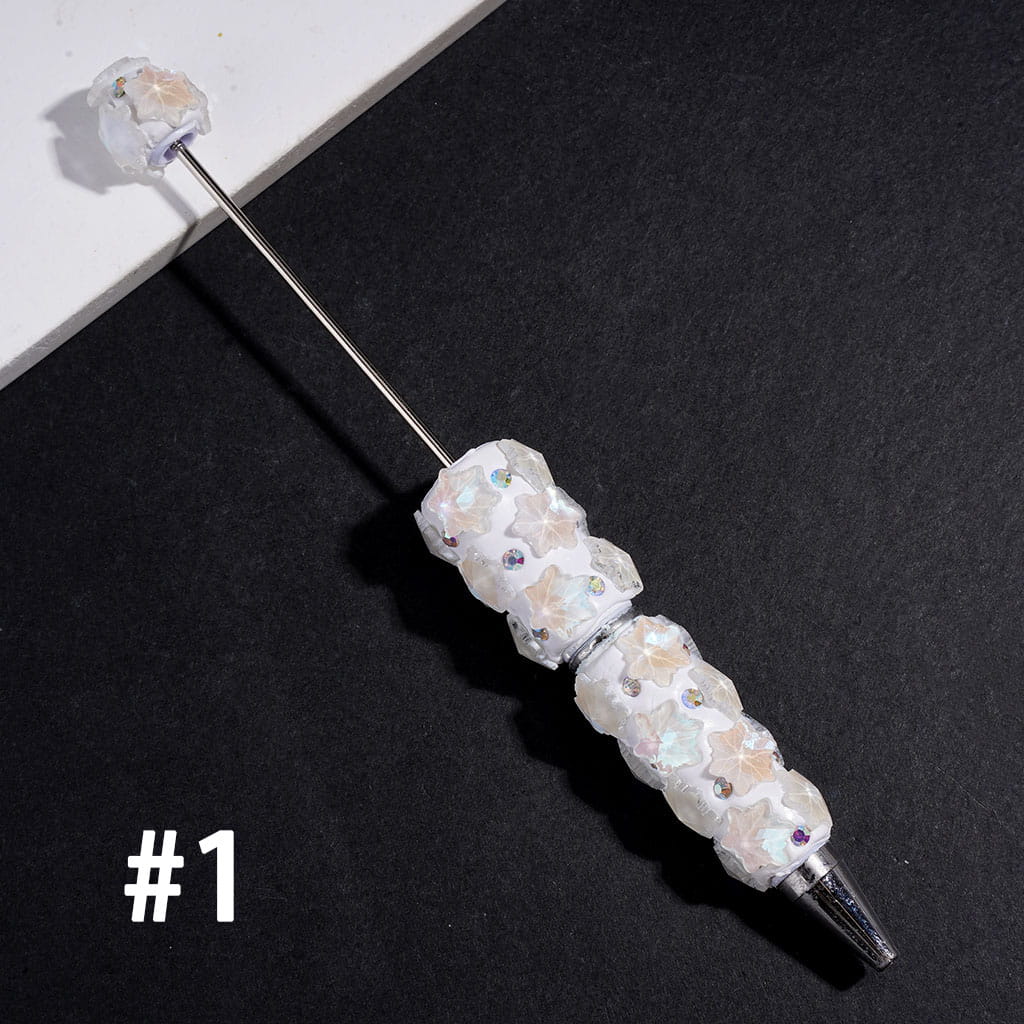 Beadable Clay Pens with Snowflake and AB Rhinestones,  Muti Colors