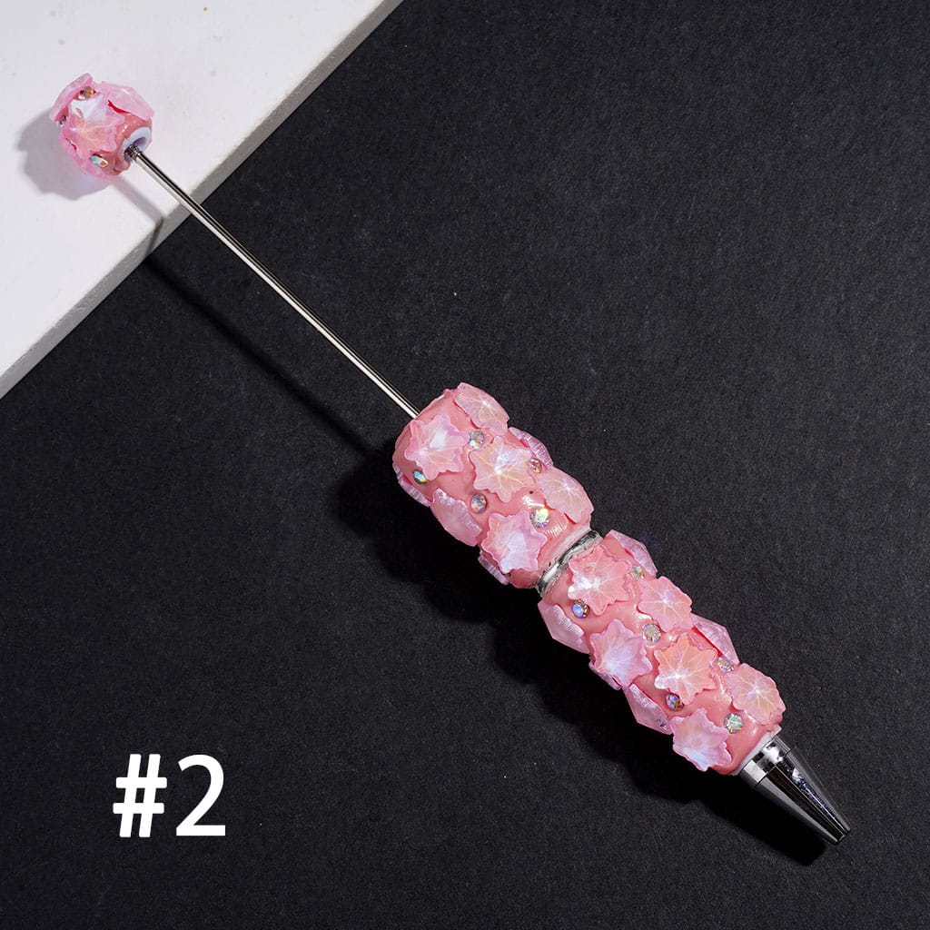 Beadable Clay Pens with Snowflake and AB Rhinestones,  Muti Colors
