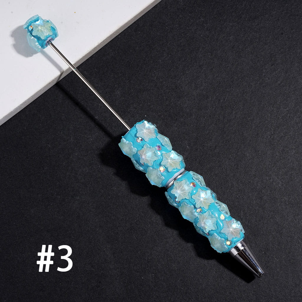 Beadable Clay Pens with Snowflake and AB Rhinestones,  Muti Colors