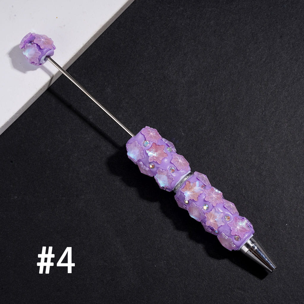 Beadable Clay Pens with Snowflake and AB Rhinestones,  Muti Colors