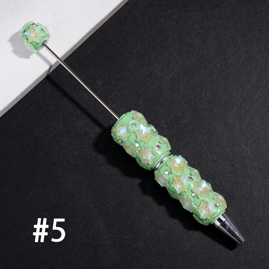 Beadable Clay Pens with Snowflake and AB Rhinestones,  Muti Colors