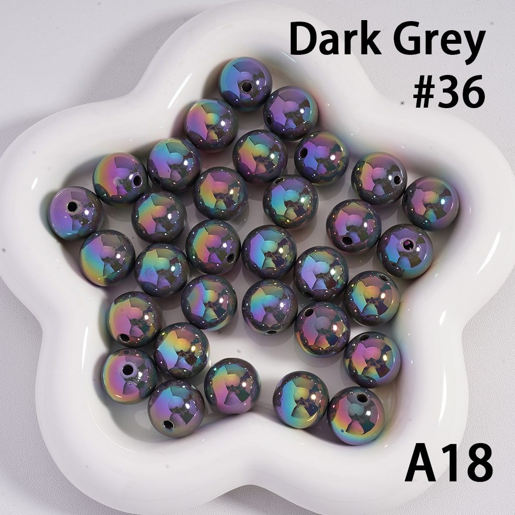 Round Acrylic Beads UV Coating Shiny in Solid Color, 16MM