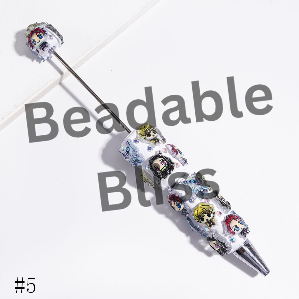 Beadable Clay Pens with Japanese Cosplay Character Series and AB Rhinestones