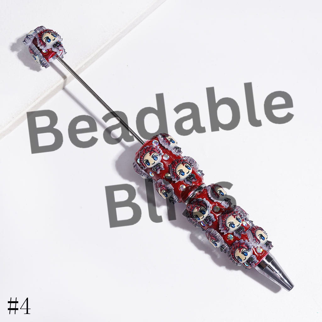 Beadable Clay Pens with Japanese Cosplay Character Series and AB Rhinestones