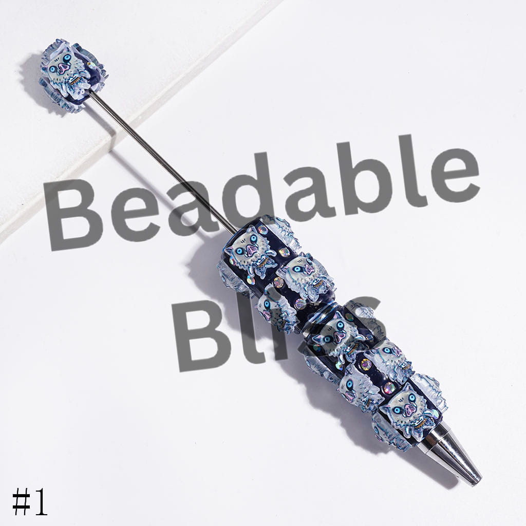 Beadable Clay Pens with Japanese Cosplay Character Series and AB Rhinestones