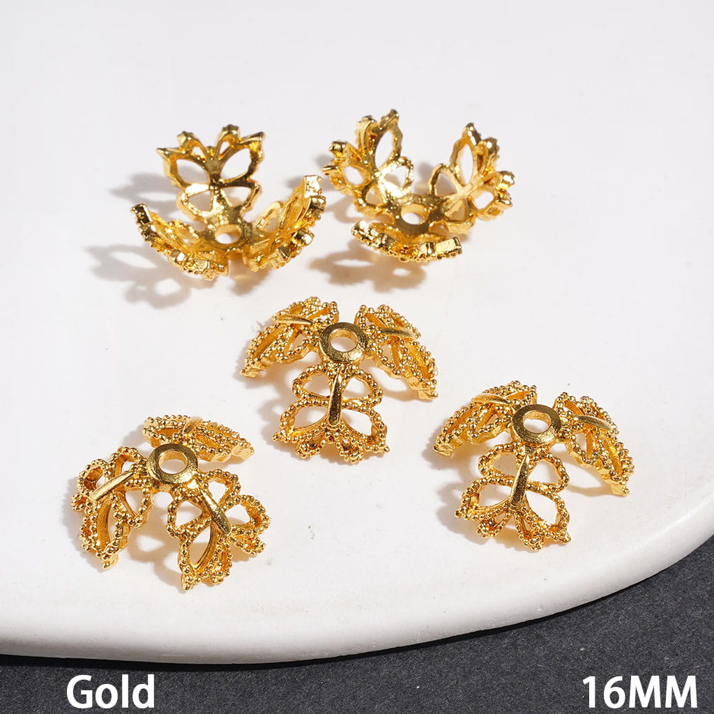 Alloy Bead Cap Cage with Butterfly, 16MM Silver and Gold Random Mix (They Fit 16MM Beads)
