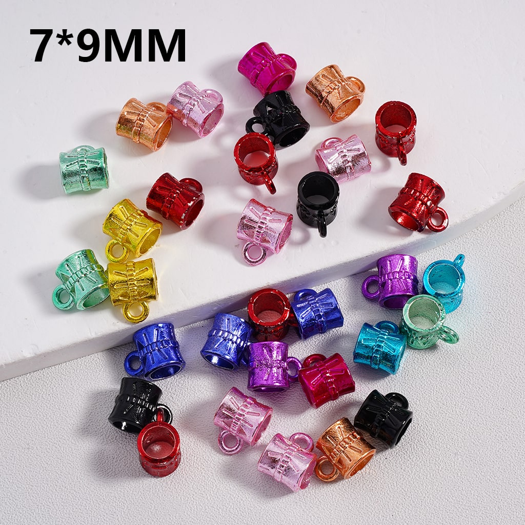 Alloy Bail Beads Large Hole Cylinder Shape Solid Color 7*9MM, Random Mix