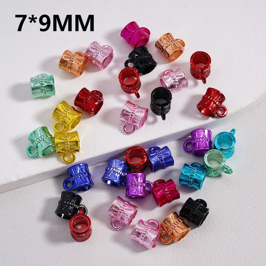 Alloy Bail Beads Large Hole Cylinder Shape Solid Color 7*9MM, Random Mix