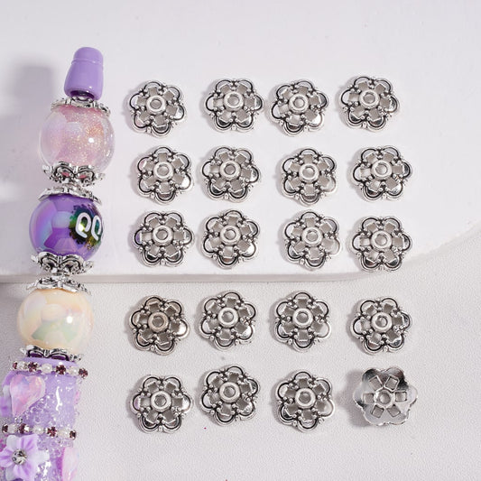 Alloy Spacer Beads Cage Cap Cute Flowers  Silver 13MM