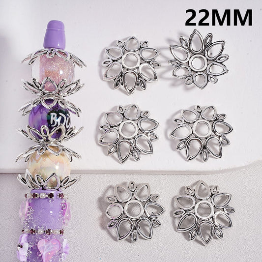 Alloy Spacer Bead Cap Lotus Flowers Silver 22MM