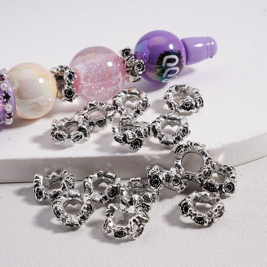 Alloy Spacer Beads Cute Flowers Butterflies Silver 10MM
