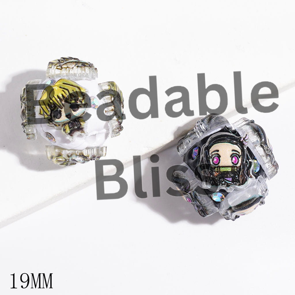 Clay Beads with Japanese Cosplay Character Series and AB Rhinestones, 19MM Random Mix