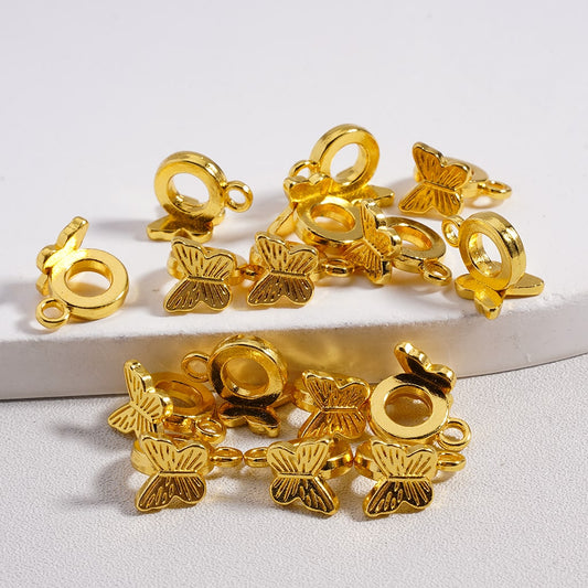 Alloy Bail Beads Cute Butterfly Gold Jewelry Accessories 10MM